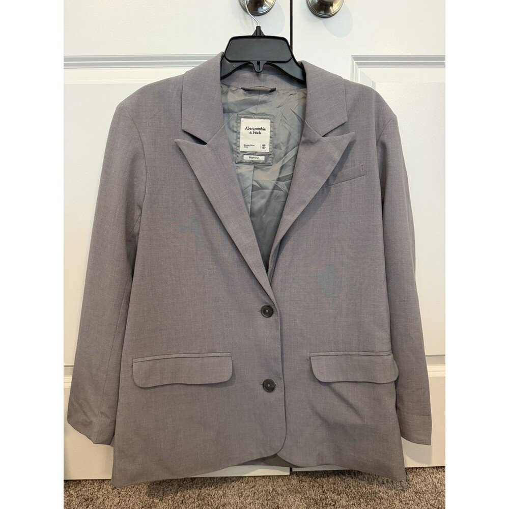 Abercrombie & Fitch Boyfriend Blazer Medium Petite Gray Oversized Business Casua